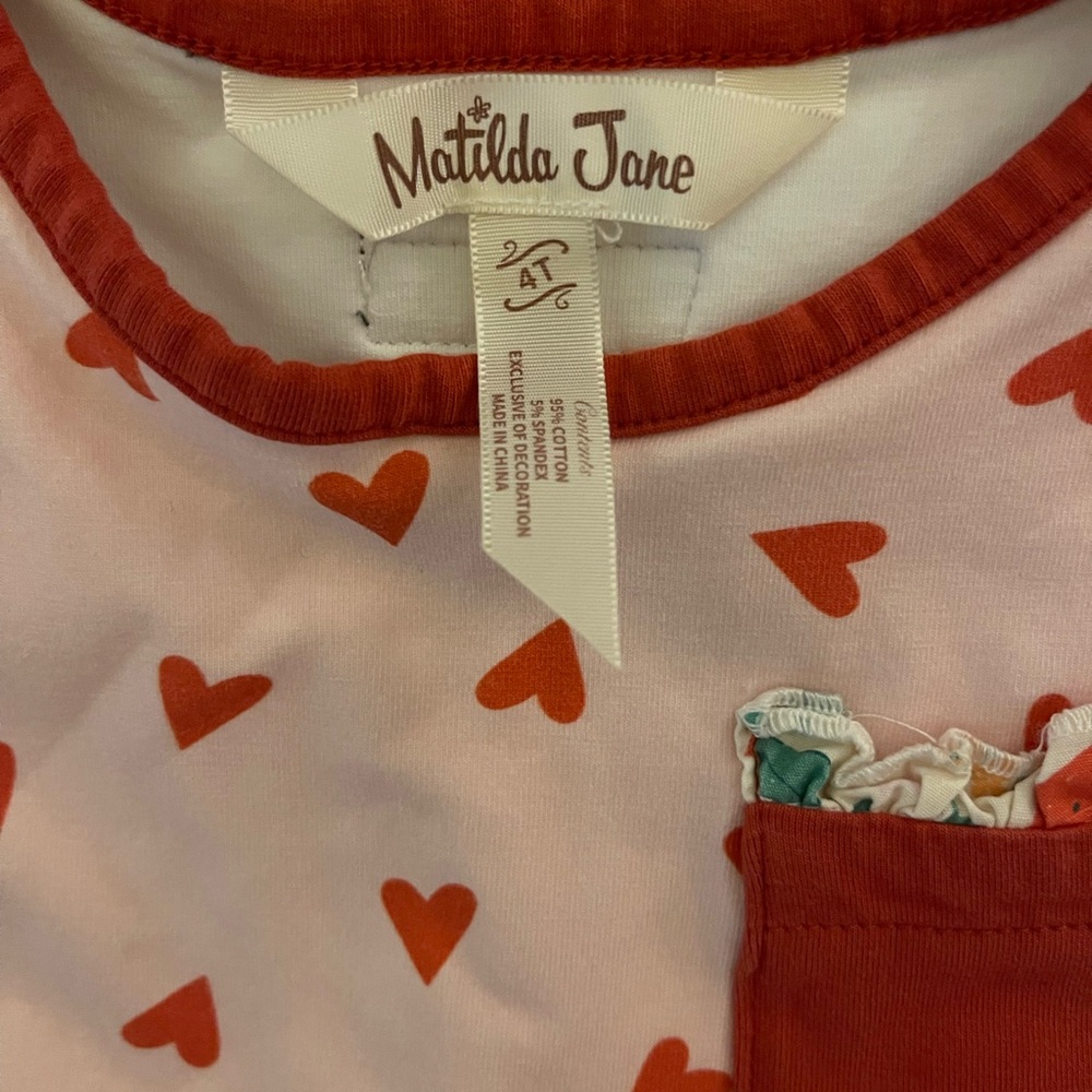 Matilda Jane Heart to Heart Rosebud Floral Lap Dress Sz 4T Cotton Valentines Day - Picture 2 of 8